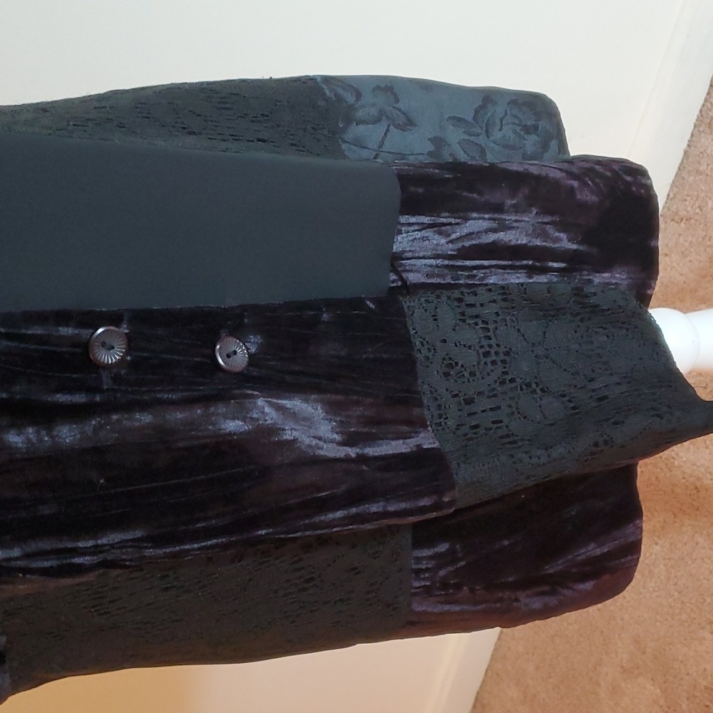 The Limited Black Long Patchwork Button Front Vest - image 3